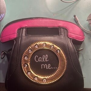 Retro Telephone Handbag - Black and Pink